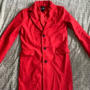 Red BooHooMAN Single Breasted Wool Mix Overcoat